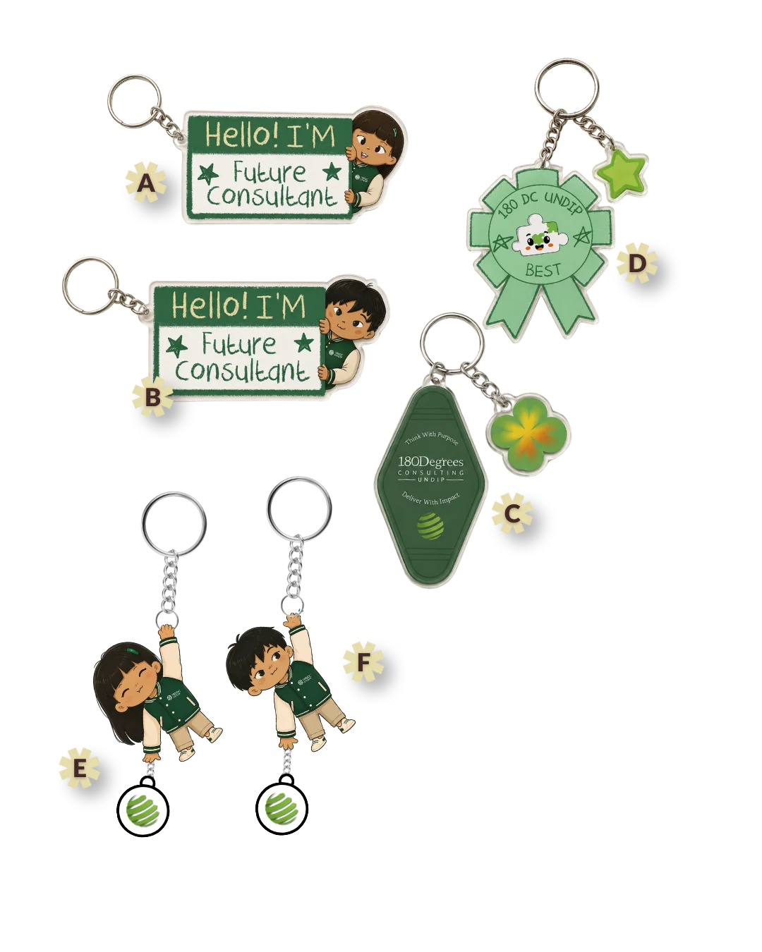Keychain merchandise collection from 180DC UNDIP